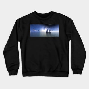 Pirate Ship In blue sky and beautiful calm sea. Crewneck Sweatshirt